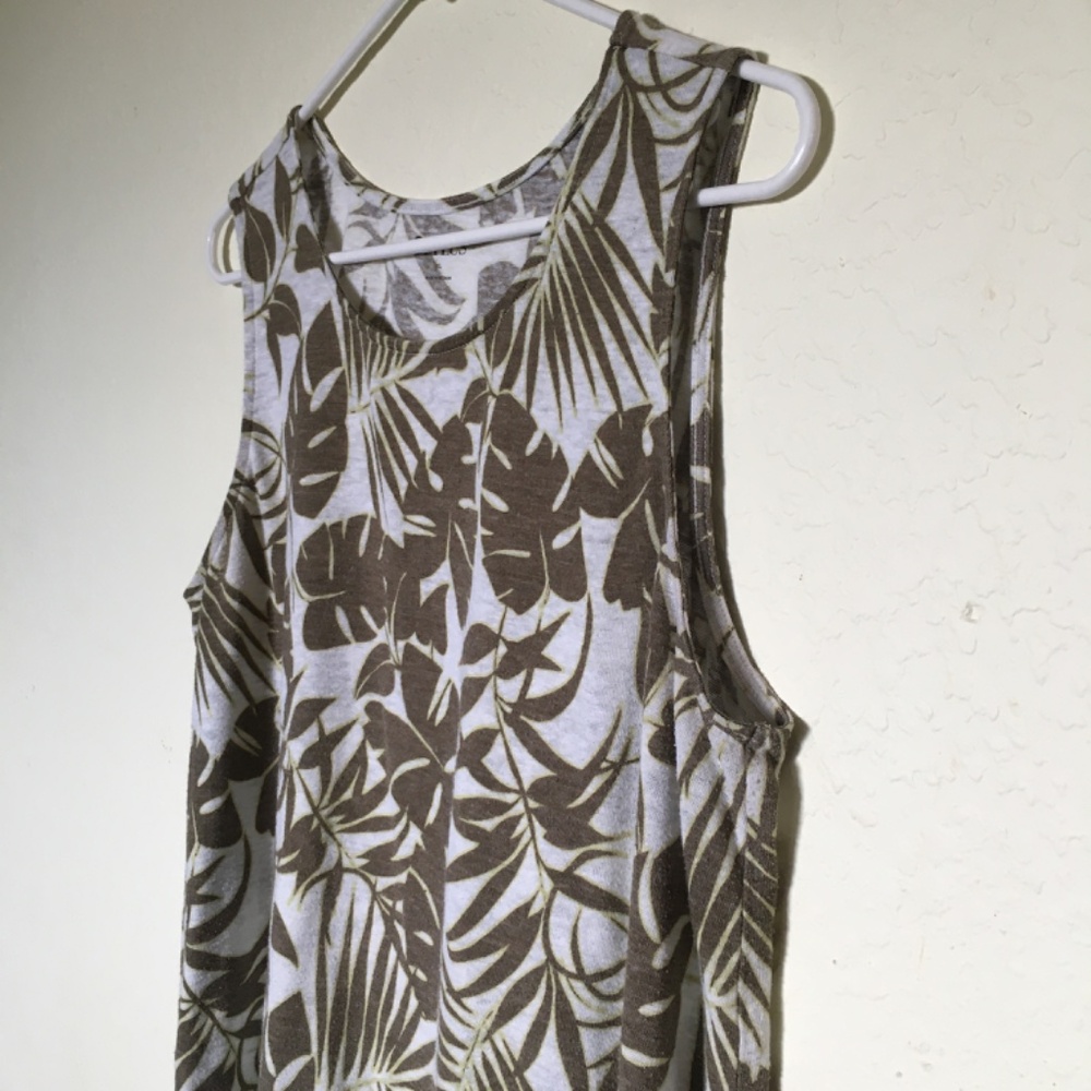 STYLUS women's tropical print linen blend tank top. Size XL. - Picture 2 of 8